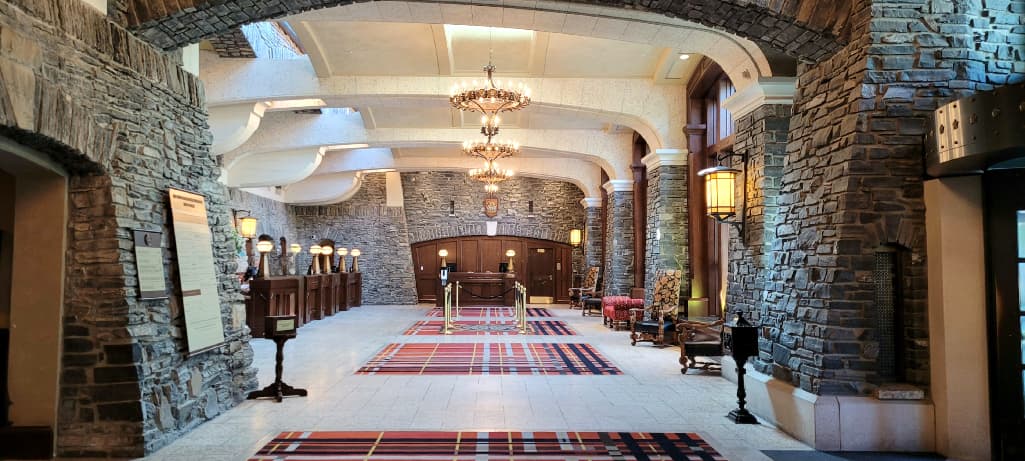 Reception area of the Fairmont Hotel in Banff