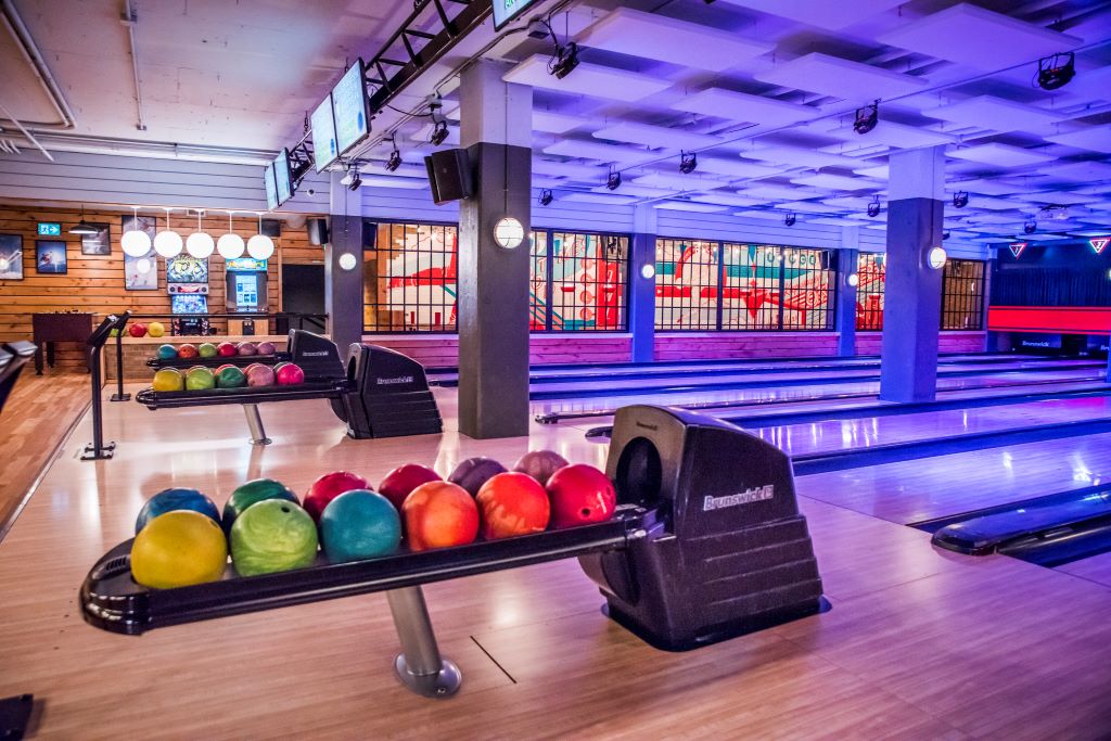 Bowling lane inside High Rollers in Banff