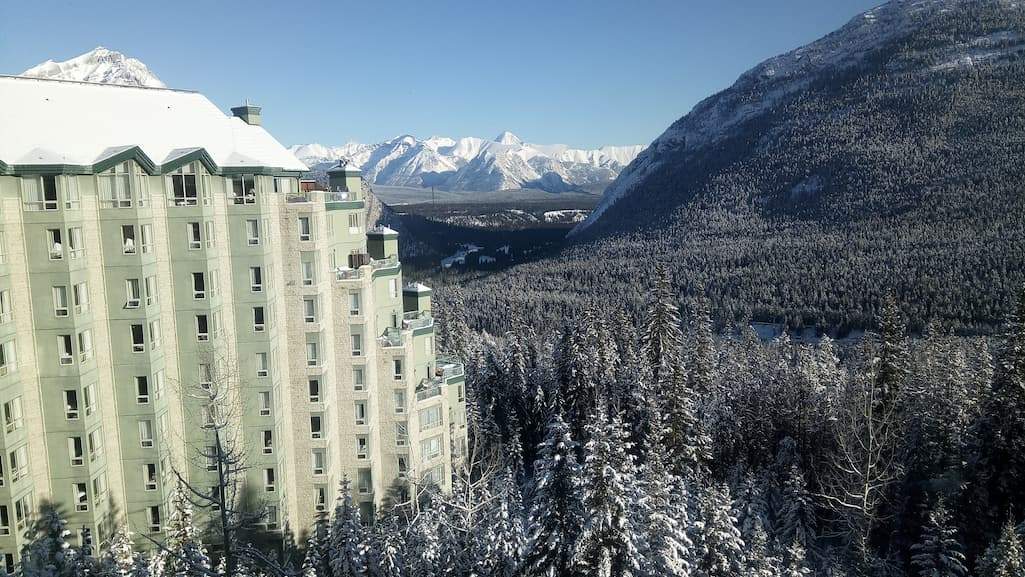 View from one of the rooms at the dog-friendly Rimrock Hotel, Banff