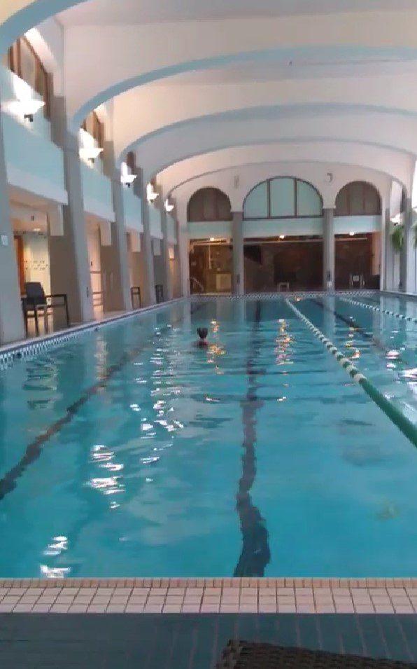 Indoor heated swimming pool in Fairmont Banff Springs