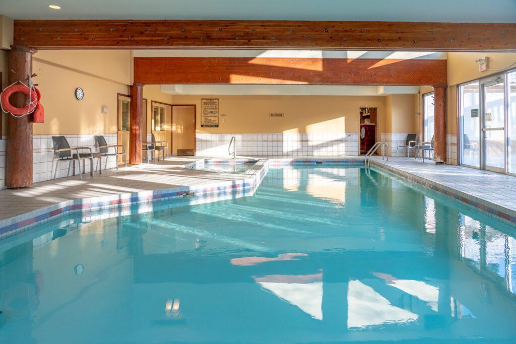 Indoor swimming pool at Banff Rocky Mountain Resort