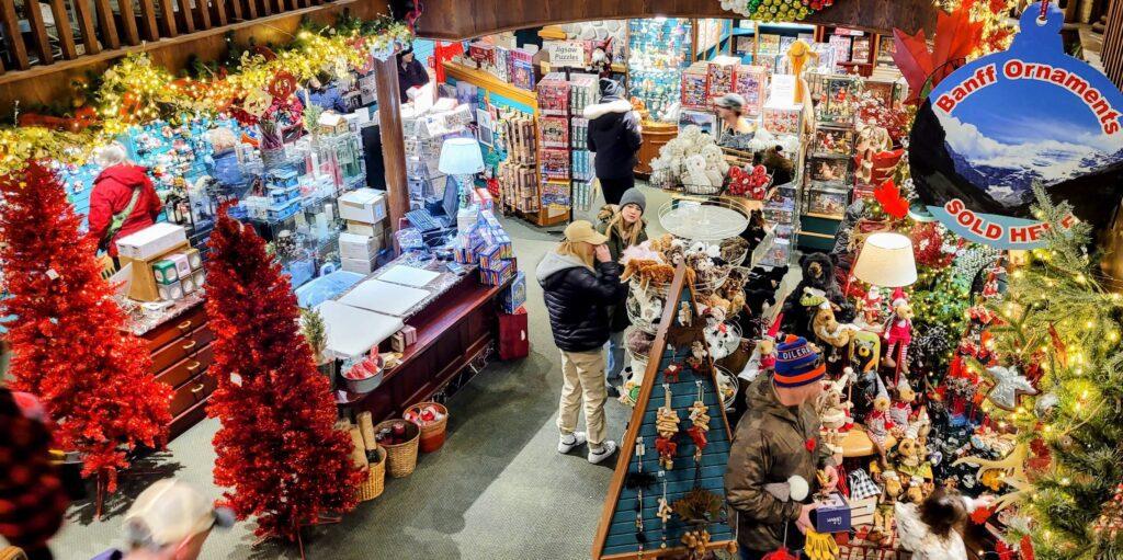 Inside Spirit of Christmas Store in Banff